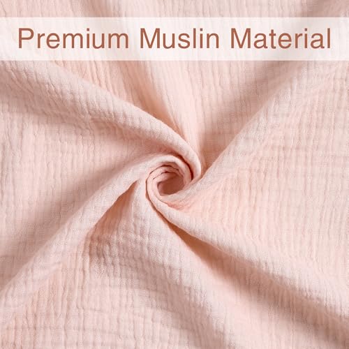 Image of Meracorallo Muslin Swaddle Blanket, 100% Cotton Receiving Blanket Soft and Breathable Swaddle Wrap for Baby Boys and Girls, Peach Pink