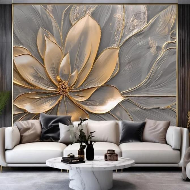 Papier peint fleurs 3D pour transformer le mur du salon