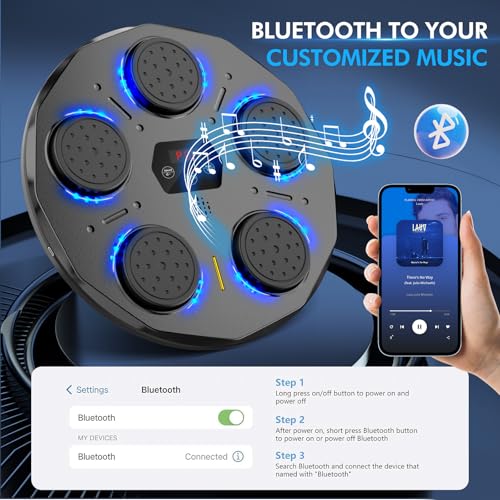 Image of 2025 Music Boxing Machine for Adults and Kids, Smart Bluetooth Boxing Training Equipment with Gloves Wall Mounted, Workout Punching Machine for Home, Gym and Office, Sports Toy Gift for 3-12 Year Old