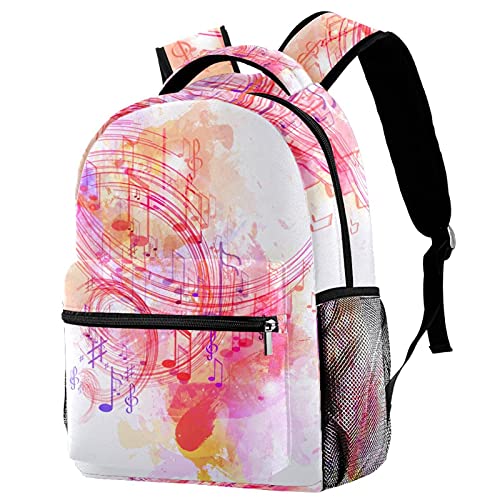 Sac à dos de voyage enfant pour vacances et école motif notes de musique rose