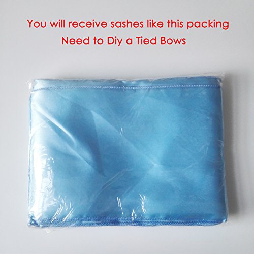 Gold Fortune 10Pcs 17X275Cm Satin Chair Bow Sash Wedding Reception Banquet Decoration (Light Blue) #TOP1