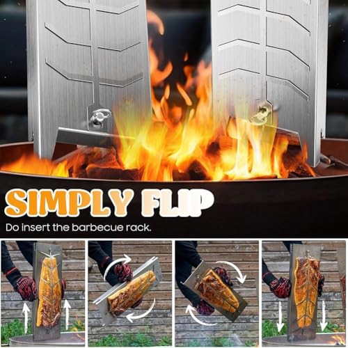 Grille de barbecue rotative en acier 304 durable et lavable - 3