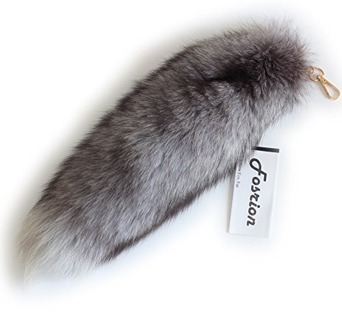 Fosrion Real Fox Tail Fur Hair Cat Catching Hunting Playing Bites Toy (Silver Fox, Only Tail)