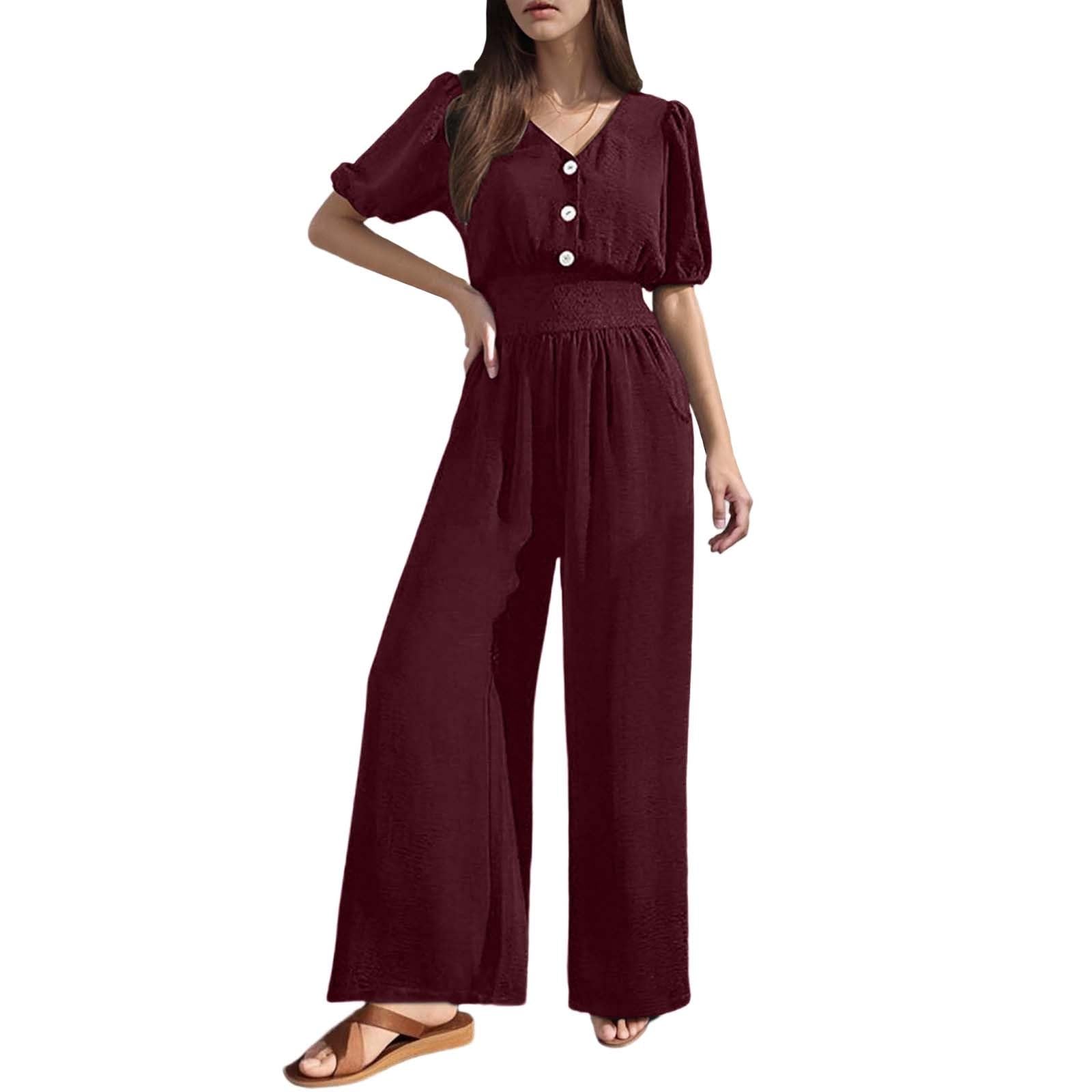 Generisch Jumpsuit Donna Elegante Tuta da donna per il tempo libero, vestibilità aderente con orlo in vita, design versatile per primavera, estate e autunno