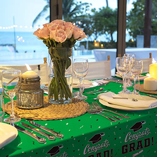 Graduation Party Decorations, Gongrats Grad Tablecover For 2023 Graduation Party Supplies, 3 Pcs Green Table Cloths, 54"X108" #TOP3