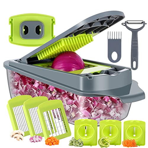 Smile Mom Vegetable Chopper Slicer- Spiralizer Vegetable Slicer - Onion Chopper with Container - Food Chopper Slicer Dicer Cutter