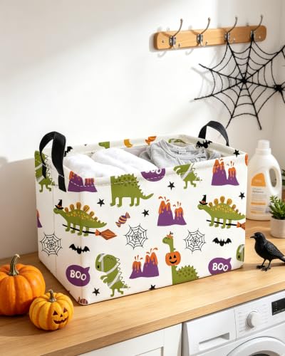 Image of Essme Rectangular Dinosaur Helloween Basket,Kids Storage Bins Organizer with Handles for Room Decor, Gift Basket.(Dinosaur Halloween)