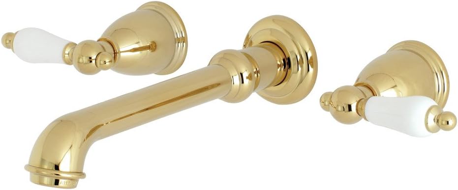 Kingston Brass KS7122PL 8-Inch Center Wall Mount Bathroom Faucet, Polished Brass