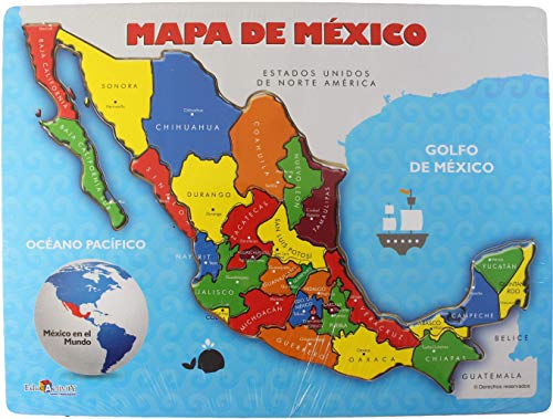 México Map Puzzle Wood, México Provinces and Territories, Capital Cities Map 9