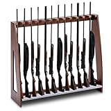 Yousoontic Indoor Gun Racks, Floor Standing Rifle Rack Wooden Freestanding Vertical Shotgun Display Stand with Soft Padding Safe Heavy Duty Gun Storage for Home Garage Office(Hold 12 Guns,Walnut)