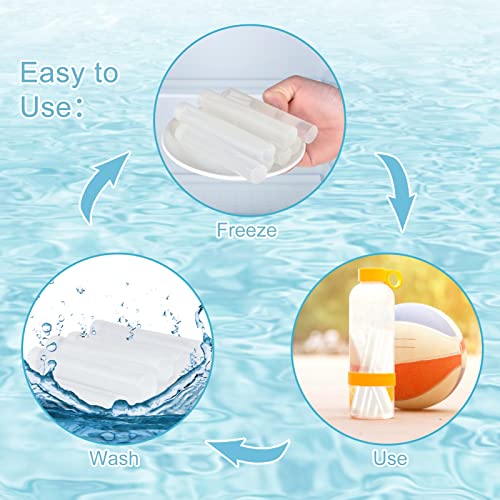 12 Pack Reusable Ice Cubes For Drinks, Quick Freeze Reusable Water Bottle Ice Stick Bpa Free, Washable Plastic Clear Ice Cubes For Whiskey, Wine, Coffee (Transparent) #TOP2