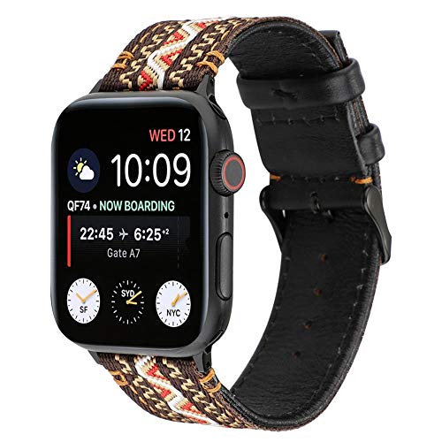 Mann Frau Nylon Leder Ersatzband Für Apple Watch Serie 1 2 3 4 5 38MM 42MM Retro Rustikaler Stil,A,38