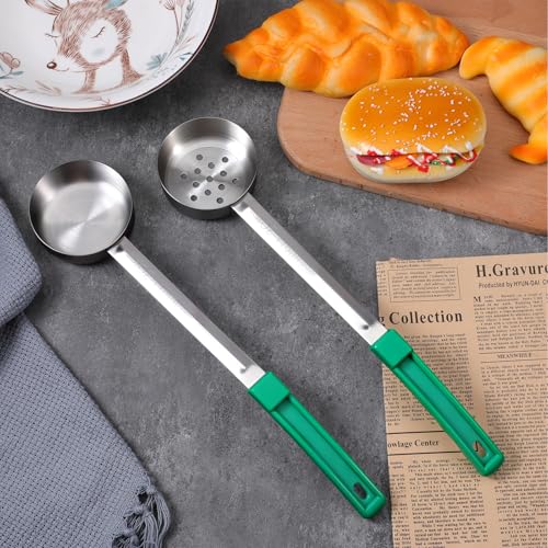 6 Pcs Portion Control Serving Spoons, Stainless Steel Measuring Ladle Scoops with Plastic Handle, 4 Oz Slotted and Unslotted Food Measuring Utensils for Weight Loss, Restaurants, Home by Xelsluthe - Image 6
