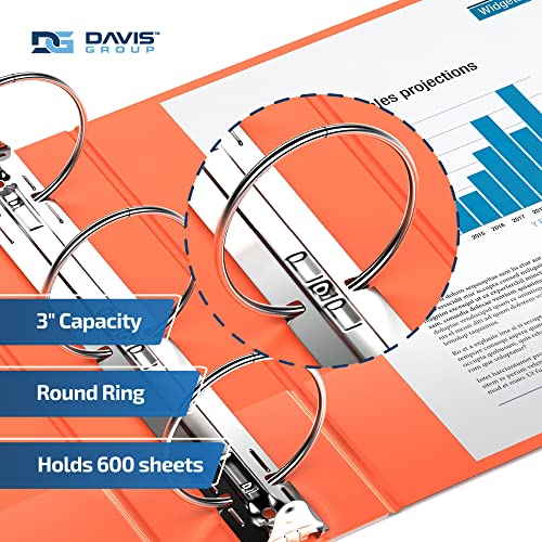 Image of Easyview 3-Ring Binder, Clear-View Cover, 3 inch Round Rings, Orange, 6 Pack | Heavy-duty binder, fits 8.5 inch x 11 inch paper, customizable cover, made in Canada, ideal for school or office use