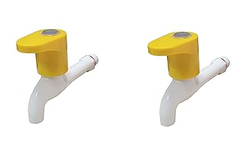 Droptech PVC Plastic Bib Cock/ Water Taps for Kitchen Bathroom Wash Basins - Set of 2 (1/2