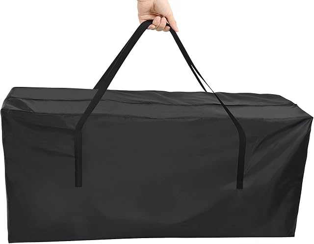 Fenghome Garden Cushion Storage Bag, Dust-proof Waterproof Oxford Fabric Storage Bag for Outdoor Furniture Cushion Sturdy Christmas Tree Storage Bag with Handle and Zipper -122x39x55cm (Black)