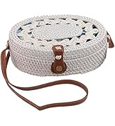 ShelterCast Oval Shaped Rattan Shoulder Bags, Beach style with faux leather strap