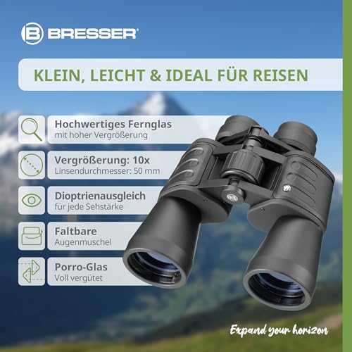 Bresser Fernglas Hunter 10x50 kompaktes Porro Fernglas, klein, leicht und ideal für Reisen, mit...