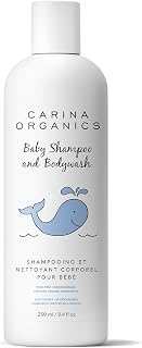 Carina Organics Organic Baby Shampoo & Body Wash - Tear-Free, Hypoallergenic for Newborn Sensitive Skin