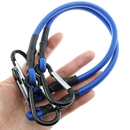 E-outstanding Conjunto de 2 peças de cordão elástico de 8 mm x 45 cm azul resistente com mosquetão c