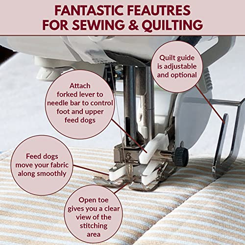 Madam Sew Open Toe Walking Foot for Quilting and Sewing Through Multiple Layers & Match Prints | Walking Foot Sewing Machine for Low-Shank Sewing Machines | Brother, Singer, Janome, Babylock & More