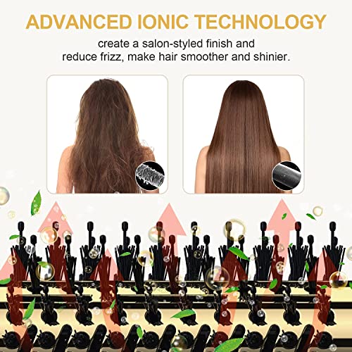Hair Dryer Brush Blow Dryer Brush In One, 4 In 1 One Step Hair Dryer And Styler Volumizer Professional Hot Air Brush With Negative Ion Anti-Frizz Blowout For Drying, Straightening Curling Salon - Gold #TOP4