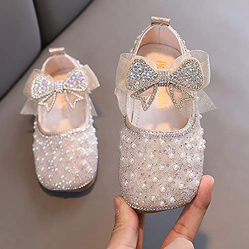 Girls Mary Jane Flats Rhinestone Slip on Ballet Shoes Glitter Pearl Princess Wedding Shoes Toddler/Little/Big Kids2
