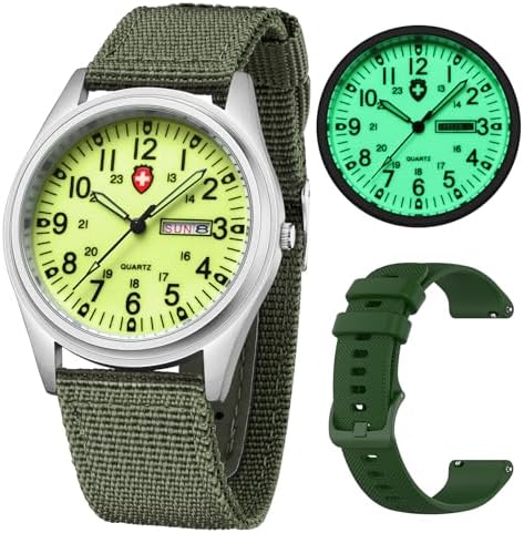 Gosasa Unisex Military Watches Sport Textile Nylon Strap Stylish Men Watch Luminous Fashion Watches Analog Display Quartz Waterproof Casual Wristwatch
