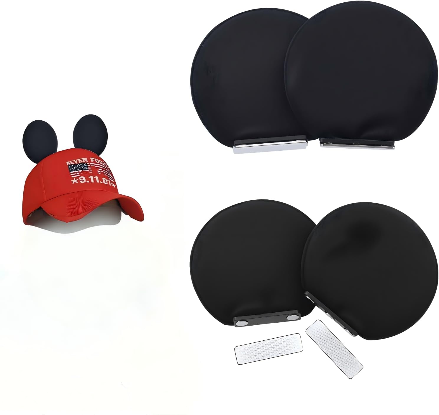4 Pcs Magnetic Mouse Ears for Hats, Removable Magnet Minni Ear for Cap, Interchangeable Mouse Ears for Baseball Hat, Clip-On Hat Accessory, Adults and Kids, for Theme Parks Halloween Christmas Black - Image 7
