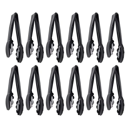 New Star Foodservice 35636 Utility Tong, High Heat Plastic, Scalloped, 9 inch, Set of 12, Black