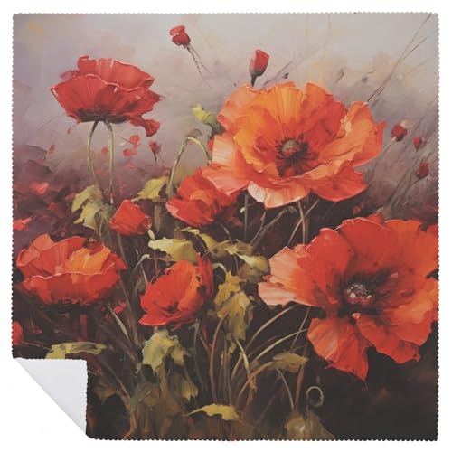 Servilletas de Tela con Flores Rojas Pintura al Óleo miniatura 6