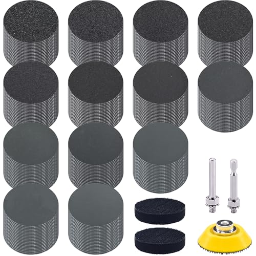 SIQUK 260 Pièces Disques de Ponçage 50mm Disques Abrasif Papier de Verre Sec à L'Eau Feuilles Abrasives Grain 60-5000 pour Bois Métal Miroir Bijoux Polissage