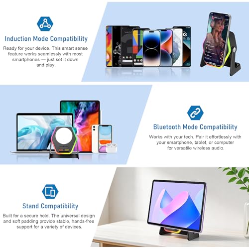 Hupoaf 5 in1 Wireless Induction Speaker with Mirror [Powerful Sound] - image 8