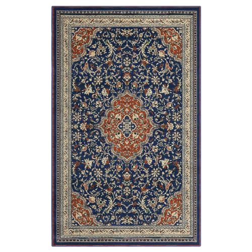 DYTesa 8'x10' Washable Area Rugs, Floral Print Accent Mat, Vintage Traditional Floor Cover, Indoor Non-Slip Carpet for Living Room, Bedroom, Bathroom, Office