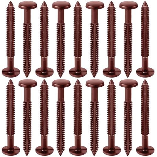 Image of Blulu 18 Pcs 3 Inch Vinyl Shutter Fastener Window Panel Peg Lok Pin Pegs Screws Shutter Spikes Anchor (Burgundy Red)