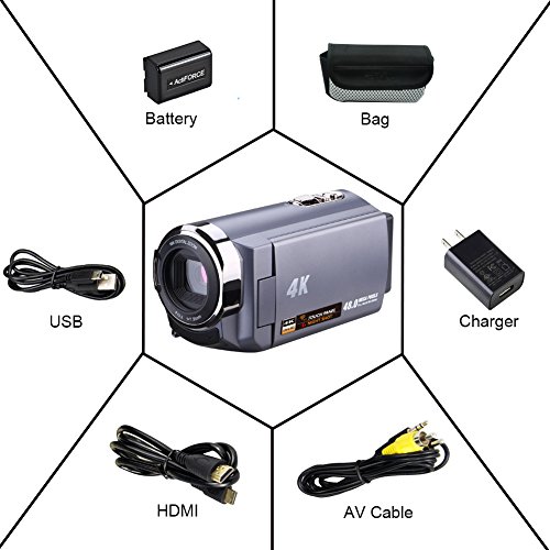 SEREE Camcorder 4K 48MP WiFi Control Digitial Camera 3.0’’ Touch Screen Night Vision Video Camcorder
