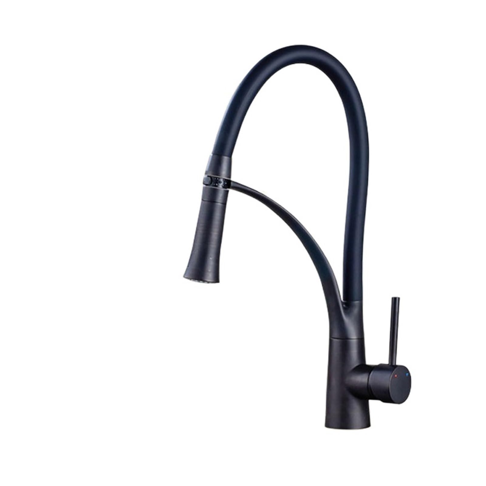 Zqfhsx Black No Led Deck Mount Black Hose Chrome Kitchen Faucet Single Handle Stream Sprayer Mixer Hot & Cold Pull Down Crane(Chrome Led Light A)