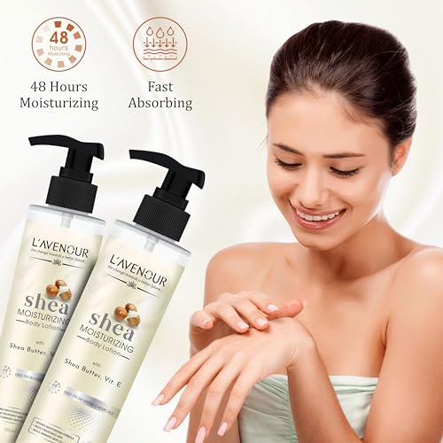 Image of L'avenour Shea Moisturizing Body Lotion for Dry Skin, Smooth & Glowing Skin, SLS & Paraben Free, Non-Greasy Moisturizer For Men & Women - 200ml, Pack of 3
