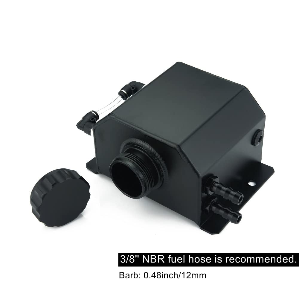 Universal 1L 2L Aluminium-Radiator Legierung Kühlmittel Expansion-Tank mit Abfluss Stopfen (1L Black)