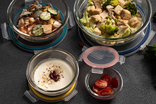 Set de 8 tazones de vidrio para ensalada y mezcla con tapas miniatura 5
