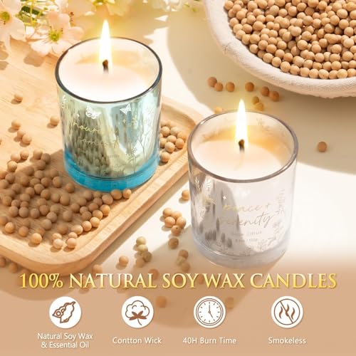 女性用香り付きキャンドル 3個パック キャンドルセット 家庭用ソイキャンドル 香り付き ホリデーキャンドルギフトセット 女性、友人、お母さんへのクリスマス誕生日ギフト - ユーカリミント/ベルガモットジャスミン/セージシトラス [5]