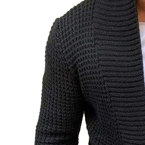 Men's Cardigan Ribbed Fshion Sweater Solid Long Sleeve Open Front Sweater Loose Fit Knit Sweaters with Pockets3
