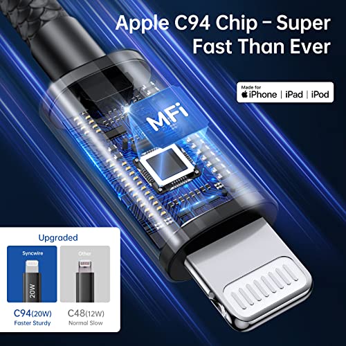 Image of [Apple MFi Certified] Syncwire iPhone Car Charger 32W Super Fast Car Charger iPhone Cigarette Lighter USB Car Adapter with Build-in 6.5FT Lightning Cable Coiled for Apple iPhone 14 /13 /12 /11 /Max, iPad