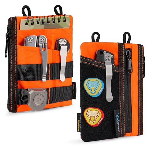 Image of VIPERADE VE18 EDC Pouch, Pocket Organizer, 3 Slots, 2 Zipper Pockets, EDC Multitool Pouch (X-PAC-Hot Orange)