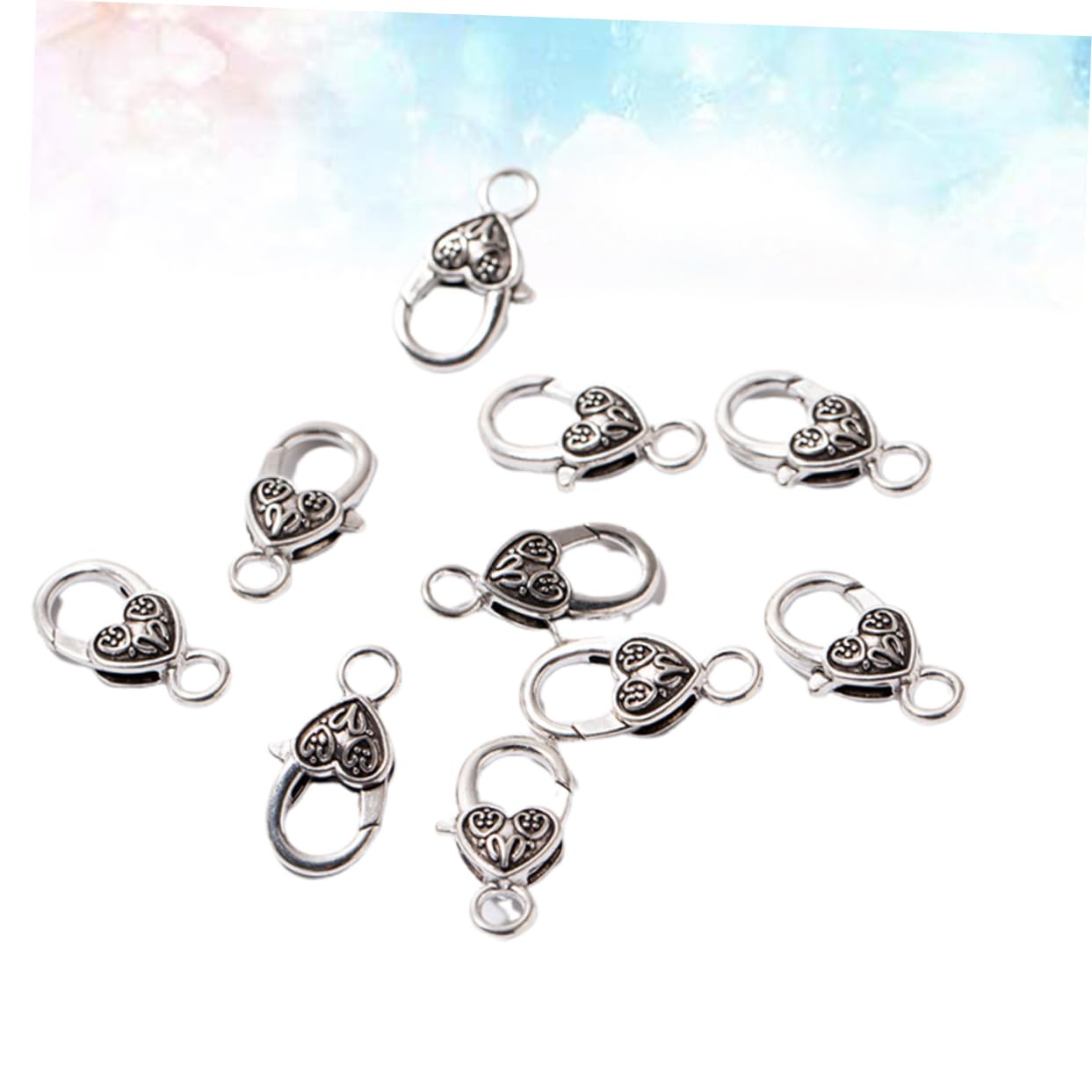 120stücke Vintage Silberne Schnallen Herzförmige Verschlüsse Für Schmuckherstellung Für Halsketten Und Armbänder
