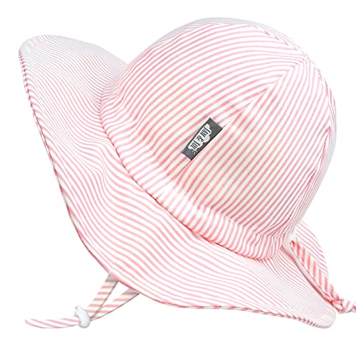 Jan & Jul 50+ Upf Adjustable Toddler Girl Sun-Hat With Strap, 100% Cotton (M: 6-24 Months, Pink Stripes) #TOP30