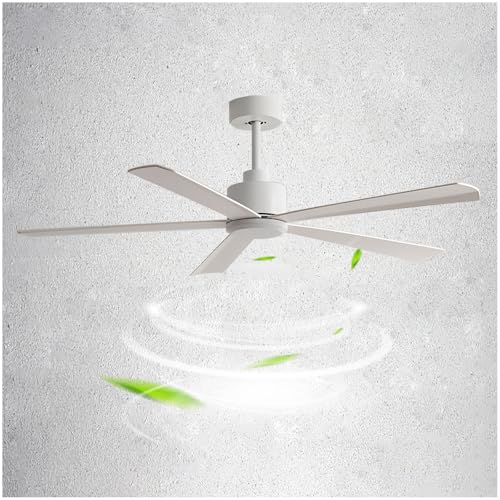 Ventilador de Techo con Control Remoto, Ventilador de Techo con Mando a Distancia, 6 Velocidades, Potente con 5 Aspas, para el hogar, garaje, tienda y oficina(White,42in/106cm)