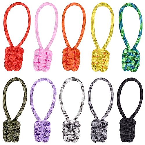 Image of GORGECRAFT 20PCS Replacement Zipper Pulls Tab Nylon Zipper Repair Kit Zipper Head Hand Woven Pull Rope Zipper Handle Fixer Cord Pull Tab for Backpacks Jackets Luggage Purses Handbags Sweatshirt