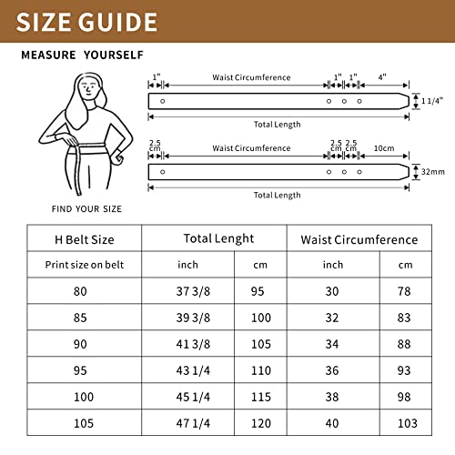 H Full Grain Cow Leather Belts Replacement Belt Strap Without Buckle 32Mm Wide Waist 38" 7 Pack #TOP4