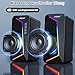 SOULION R40 PC Lautsprecher, USB-C/USB-betriebene Computer Stereo mit Lautstärkeregler, LED-Beleuchtung, PC Boxen mit USB/Bluetooth Modus für Smartphone, Laptop,Desktop und Monitor, 1 Paire, Schwarz